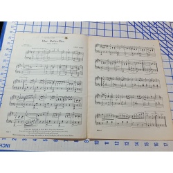 Vintage Sheet Music Blue Butterflies 