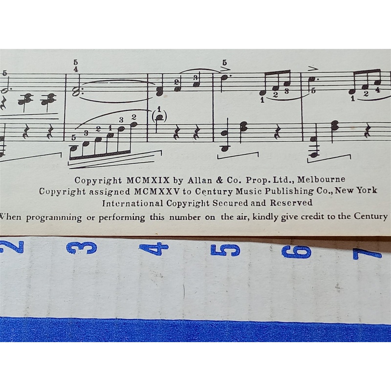 Vintage Sheet Music Blue Butterflies 