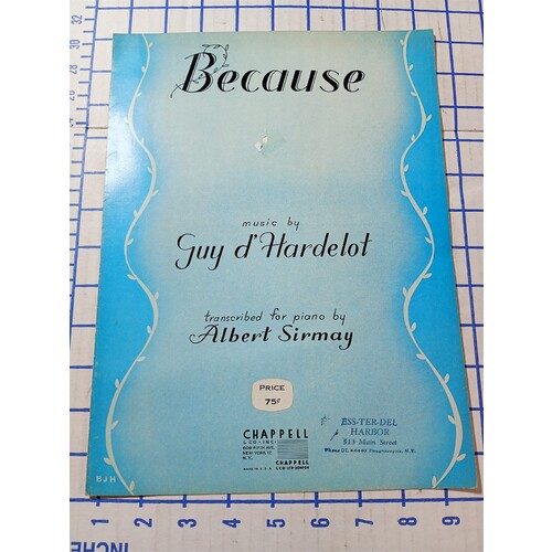 Because (Music by Guy D Hardelot Piano Sheet Music)
