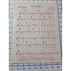 Love is Blue Sheet Music Piano Solo Frency Lyrics-Pierre Cour-Popp-Vintage