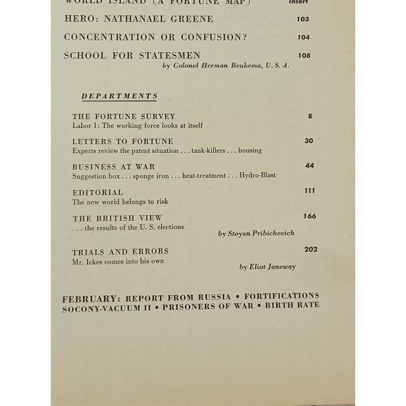 1943 JANUARY FORTUNE MAGAZINE - THE NEW A.E.F. - GREAT COVER & ADS 