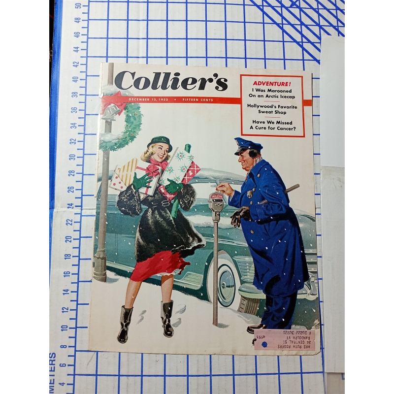 1952 DECEMBER 13 COLLIERS MAGAZINE - NICE CHRISTMAS FRONT COVER