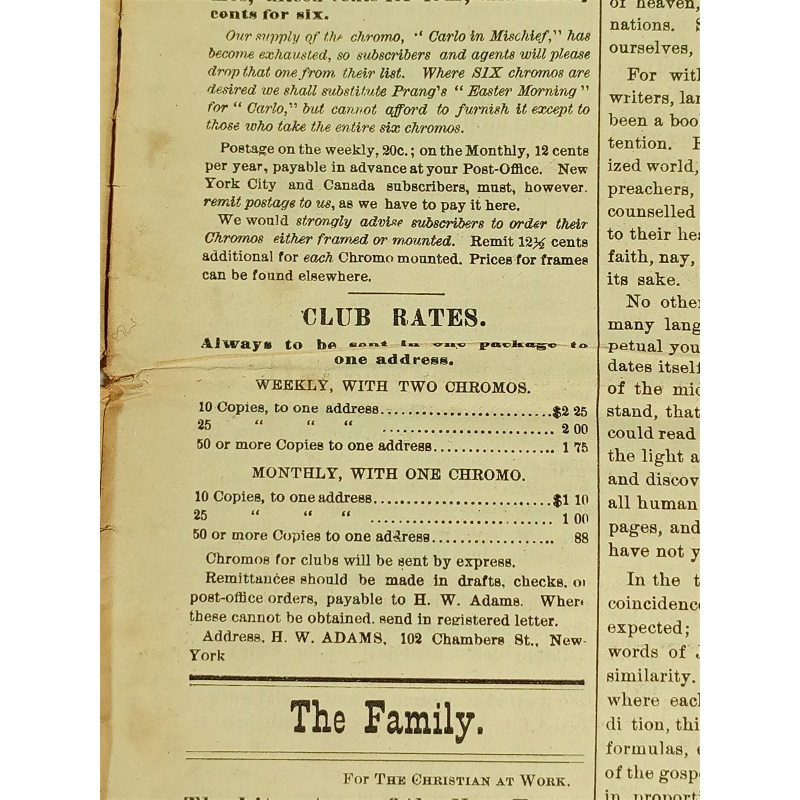 The Christians at Work Weekly vol. 7 no. 35 New York august 30, 1873