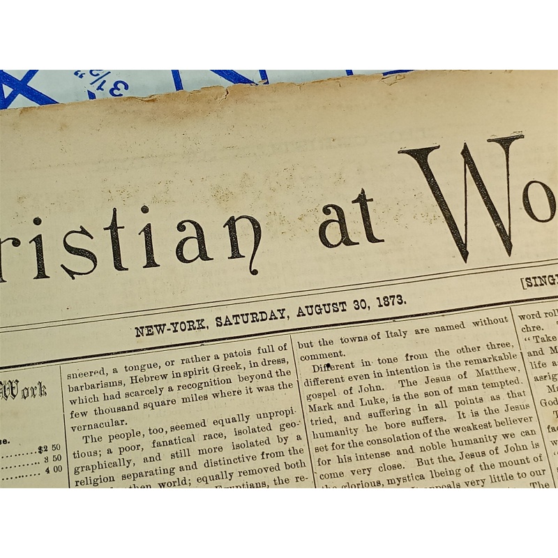 The Christians at Work Weekly vol. 7 no. 35 New York august 30, 1873