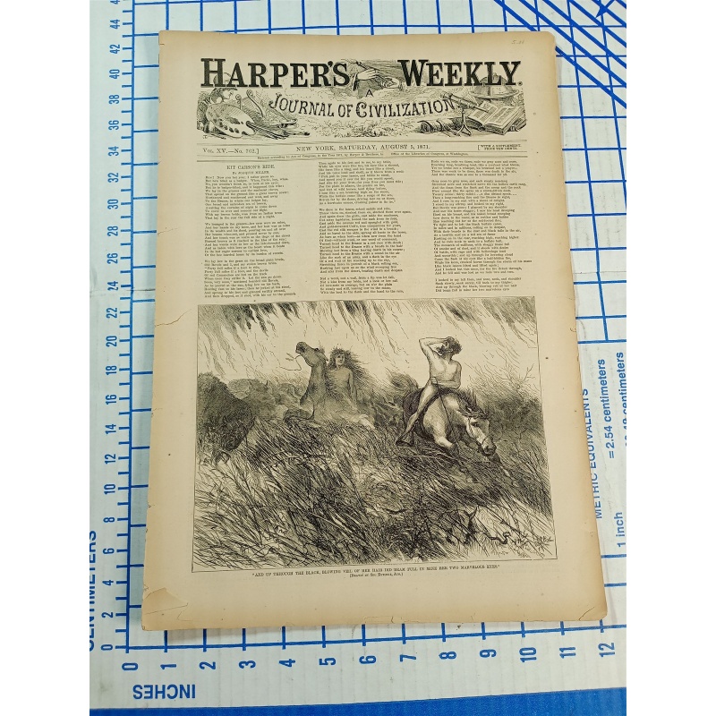 HARPERS WEEKLY JOURNAL OF CIVILIZATION NEW YORK SAT. AUG. 5 1871 VOL. XV NO. 762