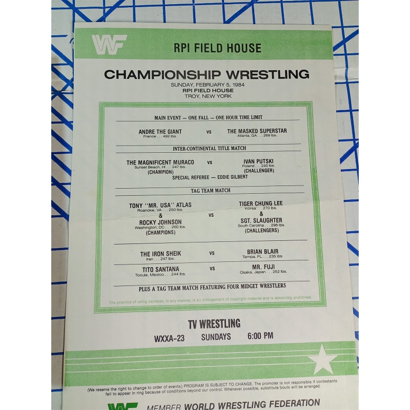 WWF WWE Program Volume 140 Hulk Hogan Superstar Tonga Kid Bob Orton Savage Snake