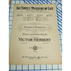 Ah! Sweet Mystery Of Life Herbert Young Sheet Music 1910 Naughty Marietta