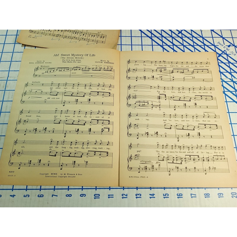 Ah! Sweet Mystery Of Life Herbert Young Sheet Music 1910 Naughty Marietta