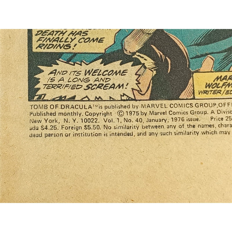 Tomb Of Dracula 40 Marvel Comics 1976