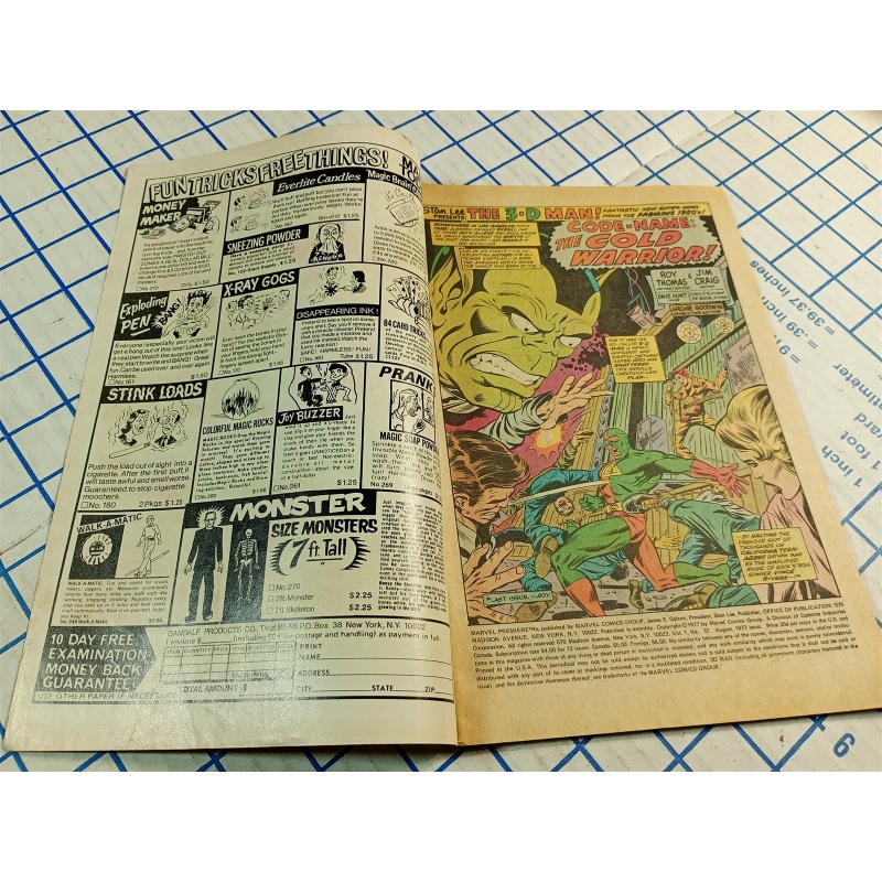 Marvel Premiere featuring The 3-D Man #37 (1977) Comic Book Marvel Comics