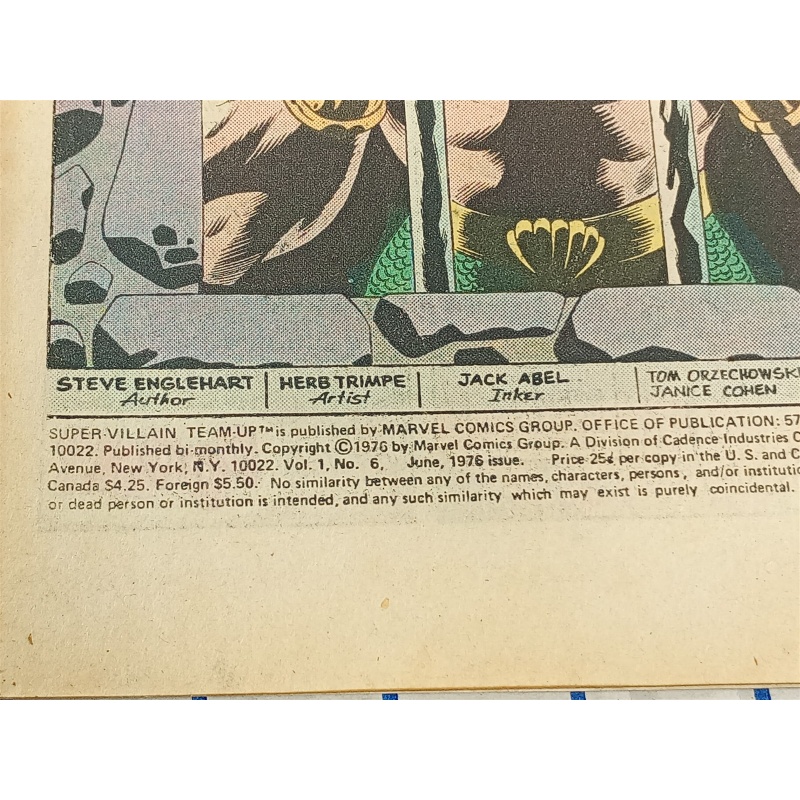 Super Villain Team-Up #6 MARVEL COMIC BOOK Dr. Doom & Sub-Mariner 1976 