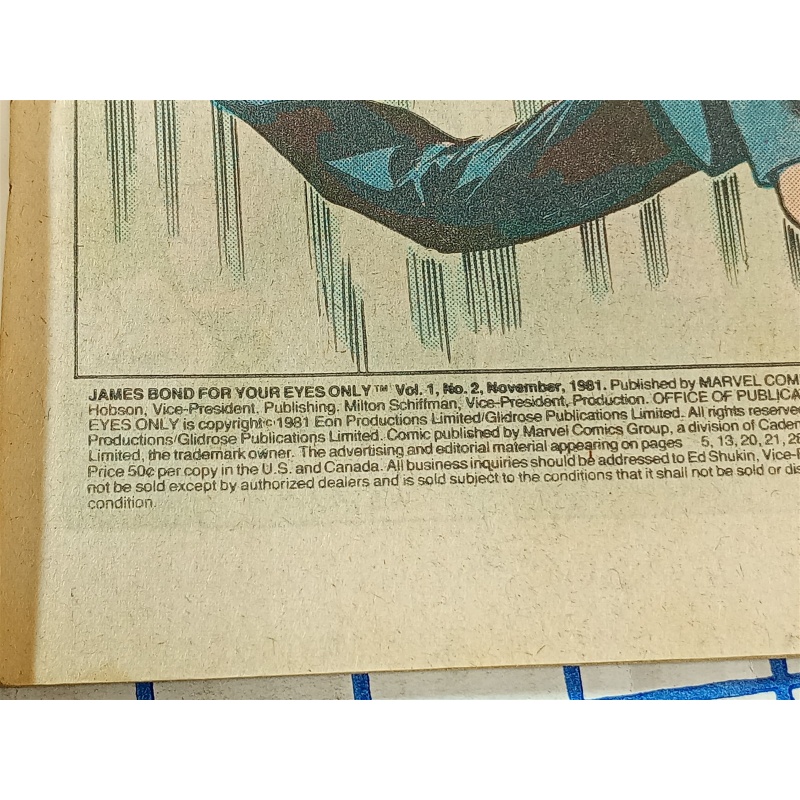 Marvel Comics James Bond For Your Eyes Only #2 Nov 1981