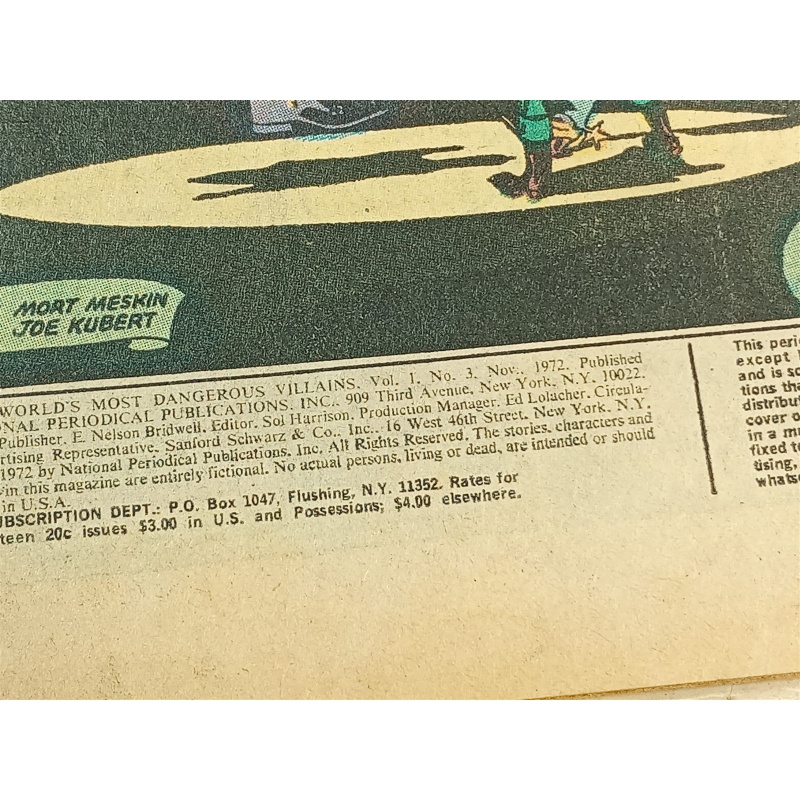 DC Comics - THE WORLDS MOST DANGEROUS VILLAINS WANTED - No. 3 - 1972