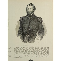 1800s Engraving 2 sided - GEN. MANSFIELD LYON BEN MCULLOCH FRANZ SIGAL POTOMAC