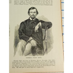 1800s Engraving 2 sided - GEN. MANSFIELD LYON BEN MCULLOCH FRANZ SIGAL POTOMAC