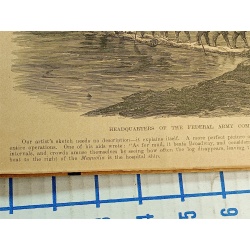 1800s Engraving 2 sided HEADQUATERS COMMANDED BY GENERAL GRANT THE MISSISSIPPI
