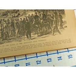 1800s Engraving 2 sided HEADQUATERS COMMANDED BY GENERAL GRANT THE MISSISSIPPI