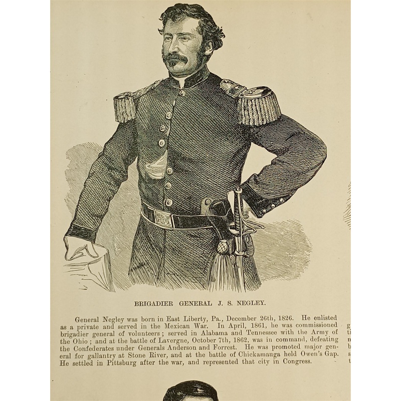 1800s Engraving 2 sided NEGLEY, MCDOWELL ROSECRANS GARRISON OCTOBER 25TH 1861