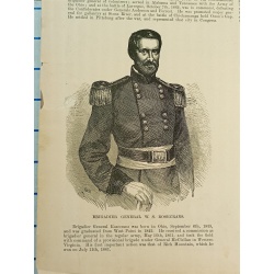 1800s Engraving 2 sided NEGLEY, MCDOWELL ROSECRANS GARRISON OCTOBER 25TH 1861