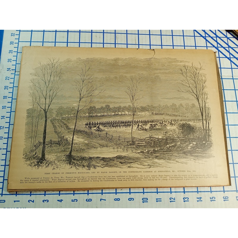 1800s Engraving 2 sided NEGLEY, MCDOWELL ROSECRANS GARRISON OCTOBER 25TH 1861