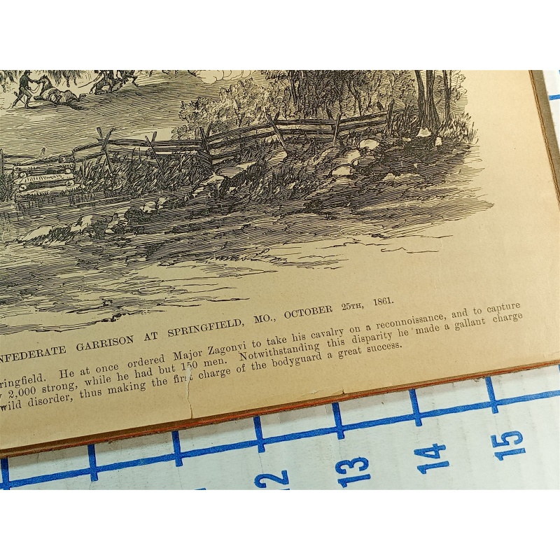 1800s Engraving 2 sided NEGLEY, MCDOWELL ROSECRANS GARRISON OCTOBER 25TH 1861