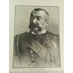 1885 Engraving 2 sided - General Philip Sheridan Commander-in-Chief of the Army