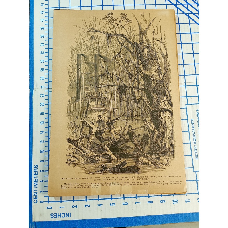 1885 Engraving 2 sided - General Philip Sheridan Commander-in-Chief of the Army