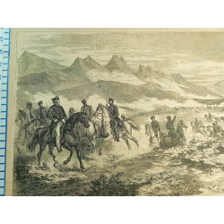 THE BATTLE OF BUENA VISTA , MEXICO GENERALS TAYLOR AND SANTA ANNA ENGRAVING