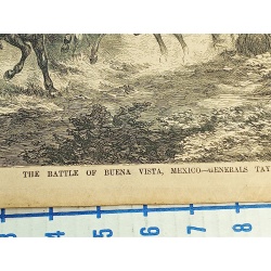 THE BATTLE OF BUENA VISTA , MEXICO GENERALS TAYLOR AND SANTA ANNA ENGRAVING