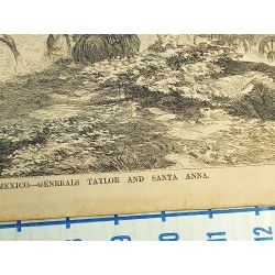 THE BATTLE OF BUENA VISTA , MEXICO GENERALS TAYLOR AND SANTA ANNA ENGRAVING