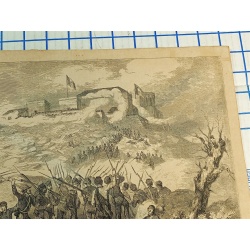  1800s Engraving STORMING OF CHAPULTEPEC MEXICO, GEN PILLOW & GEN BRAVO