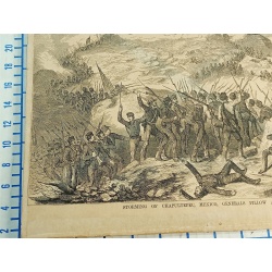  1800s Engraving STORMING OF CHAPULTEPEC MEXICO, GEN PILLOW & GEN BRAVO