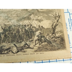  1800s Engraving STORMING OF CHAPULTEPEC MEXICO, GEN PILLOW & GEN BRAVO