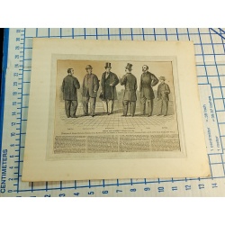 1864 magazine engraving ~ MENS SPRING AND SUMMER FASHIONS