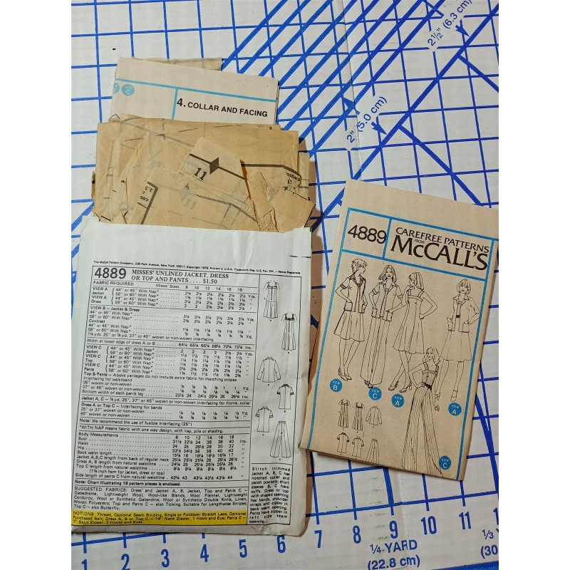 Vintage 1976 McCalls 4889 Dress Jacket Top Pants Pattern Size 18 /40