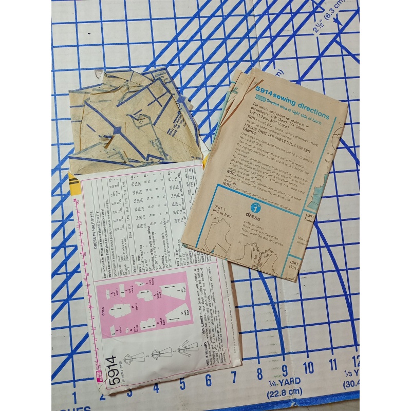 Vintage 70s Simplicity 5914 Collared Shirt Dress Sz 22 1/2 BUST 45