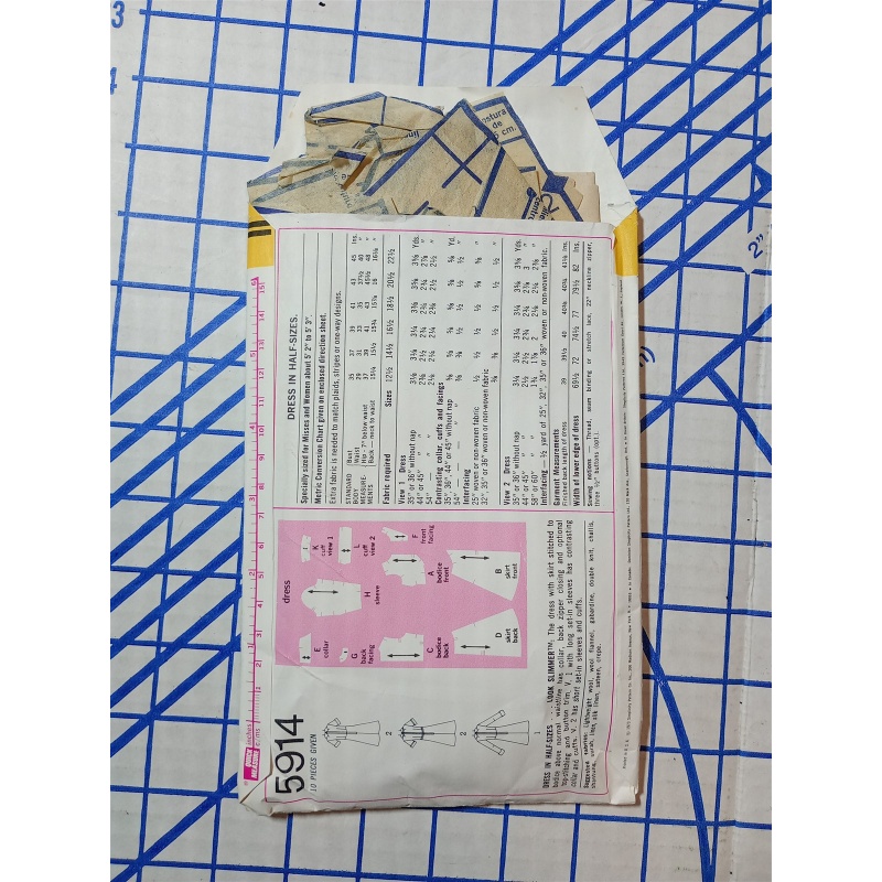 Vintage 70s Simplicity 5914 Collared Shirt Dress Sz 22 1/2 BUST 45