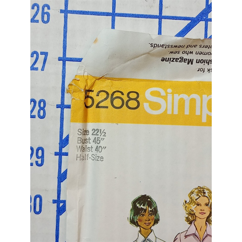 5268 Simplicity Vintage Pattern Misses 1970s Dress Tunic Pants Scrubs SZ. 22 1/2