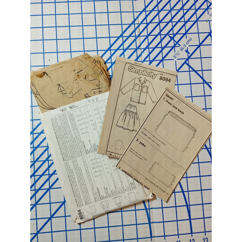 Simplicity 8094 Vintage Sewing Pattern Girls Size K 8 ,10, 12 Skirt Cami Shirt