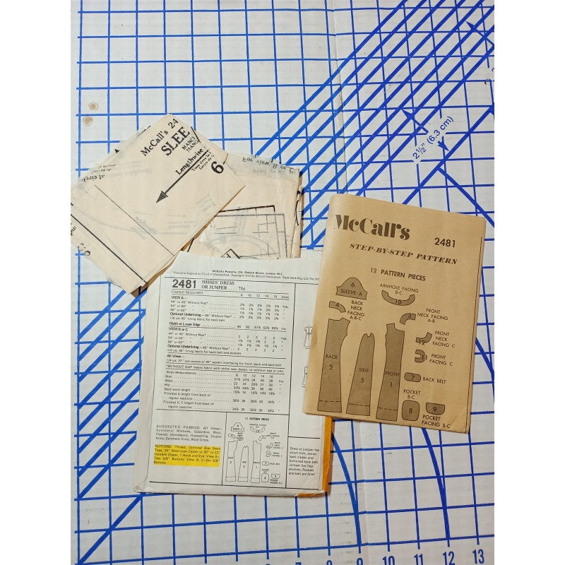 McCalls Vintage Jumper Dress Pattern 2481 CUT 1970 SZ.16