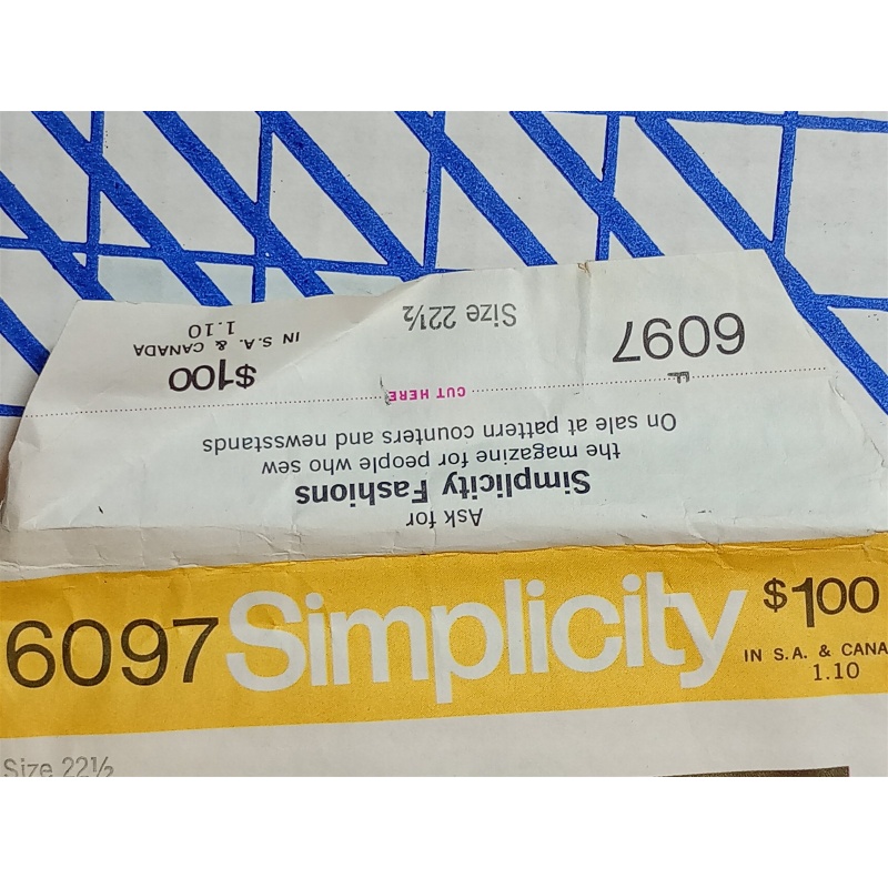SIMPLICITY 6097 2 FIGURE TYPES SIZE 22 1/2