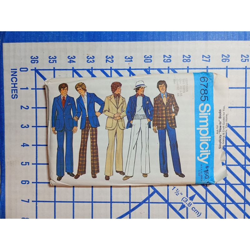 1974 Simplicity 6785 Vintage Sewing Pattern Men size 42 & 44, Chest 42 & 44