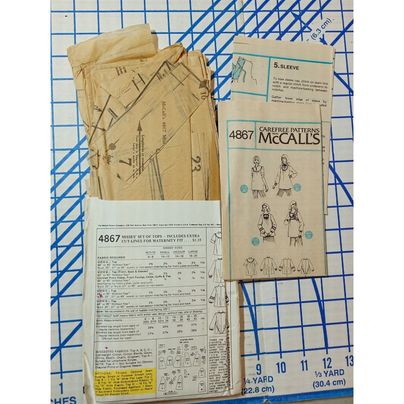 McCalls 4867 Vintage Sewing Pattern Womens Blouse Size L 1975