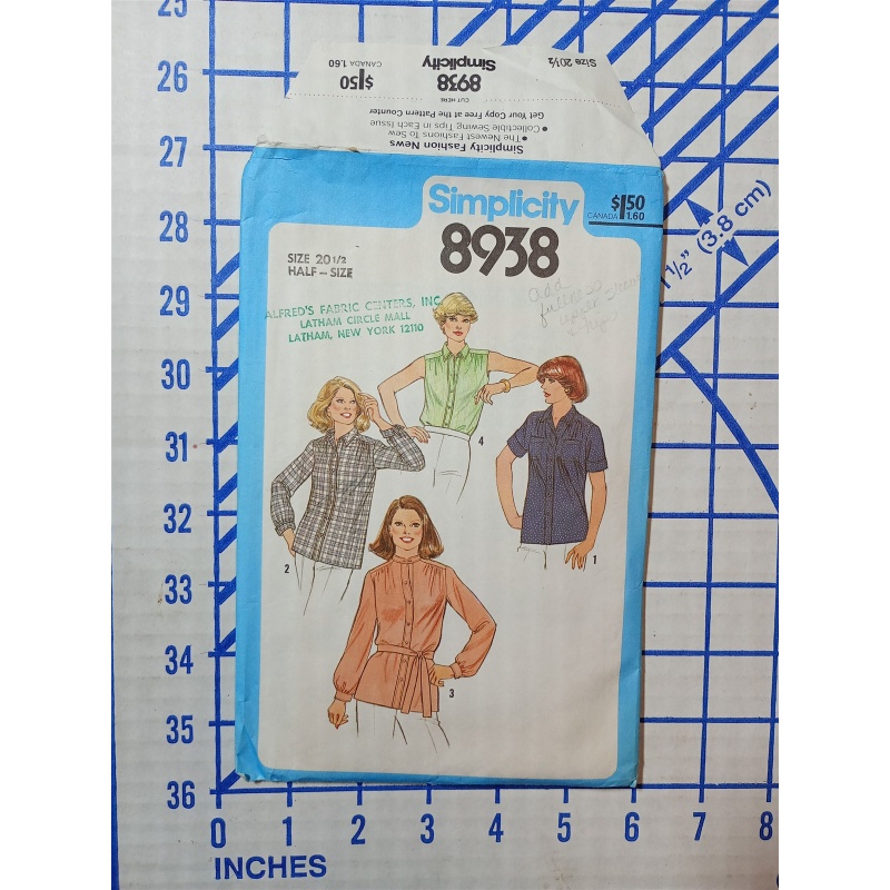 Simplicity Sewing Pattern #8938 Top With Tie Belt Size 20.5 