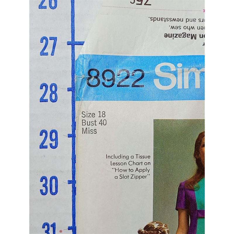Vintage 1970 Simplicity Pattern #8922 Size 18 Dress