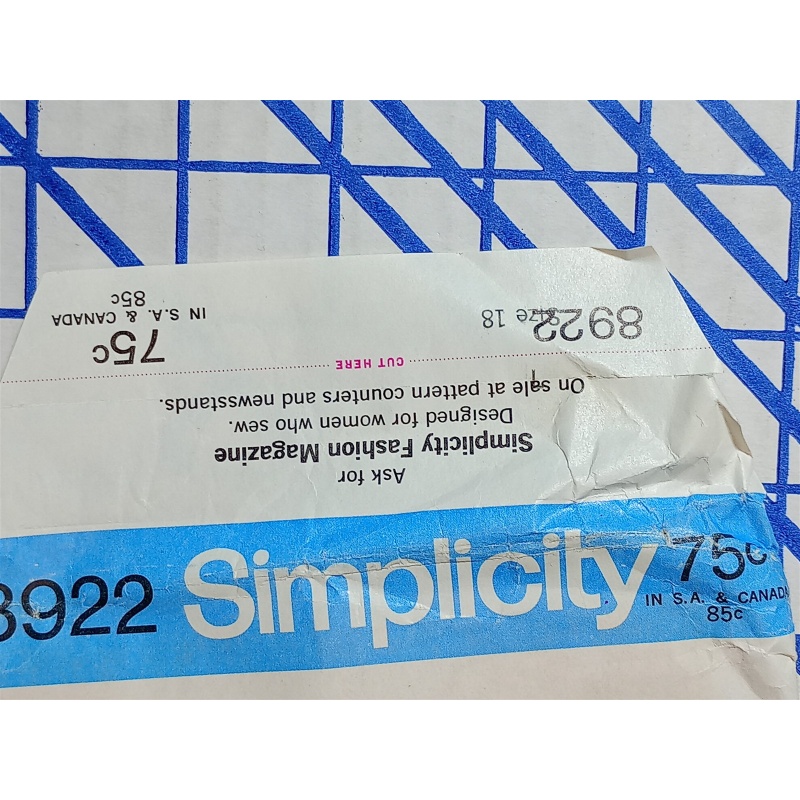 Vintage 1970 Simplicity Pattern #8922 Size 18 Dress