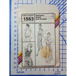 Vintage 1980 Stretch & Sew #1563 Designer Dress & Blouse Pattern 28-44