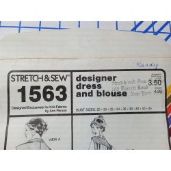 Vintage 1980 Stretch & Sew #1563 Designer Dress & Blouse Pattern 28-44