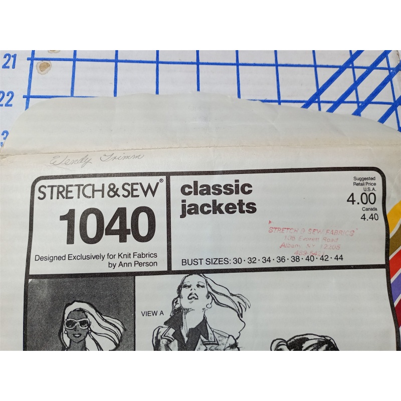 Stretch And Sew Pattern 1040 Classic Jackets