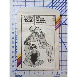 VTG Stretch & Sew 1250 Girls One-and-Two-Piece Swimsuits Sz 2-4-6-6x-7
